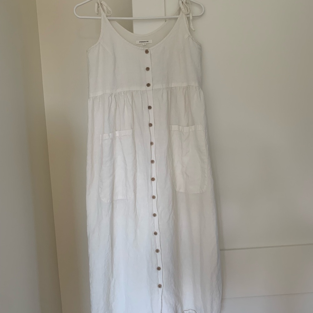 Emerson Fry - Livia Button Dress - Salt Linen, size xsmall